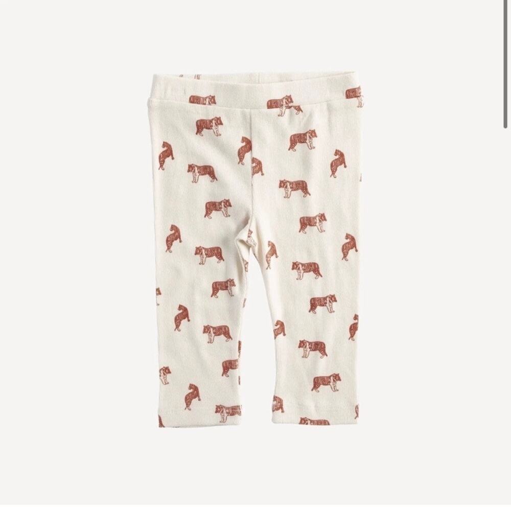Kate Quinn Classic Leggings Tiny Tiger Scatter Organic Cotton Skinny Rib Size 2T